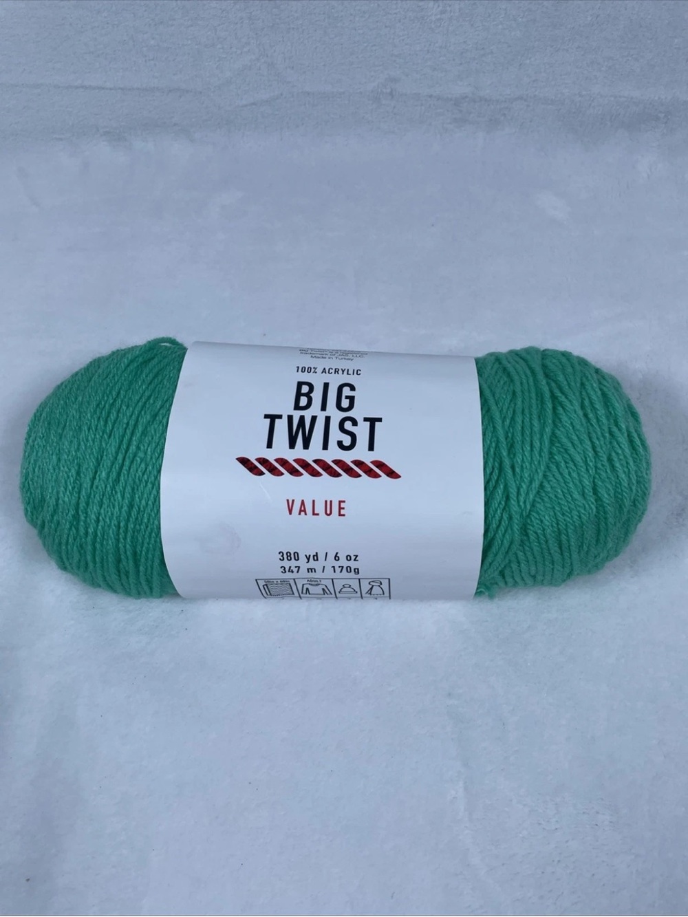 1 Skein Big Twist Value JADE GREEN Yarn - 380 Yds/6 Oz - 100% Acrylic
